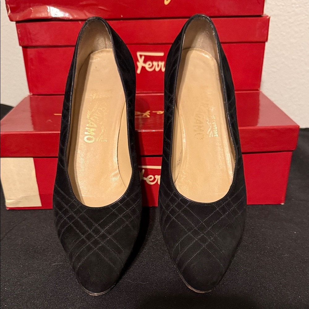 Salvatore Ferragamo Women's Black Suede Heels